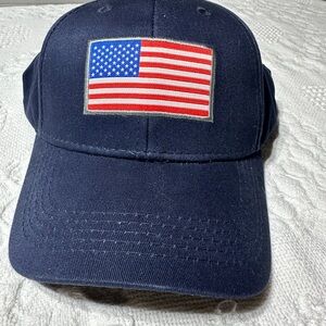 Navy Baseball Cap with American Flag Patch